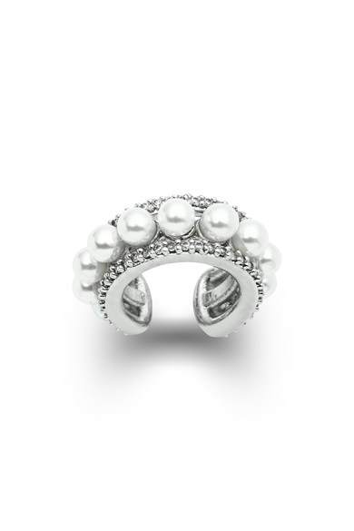 İncili Kıkırdak Küpe Silver