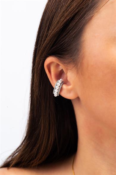 İncili Kıkırdak Küpe Silver