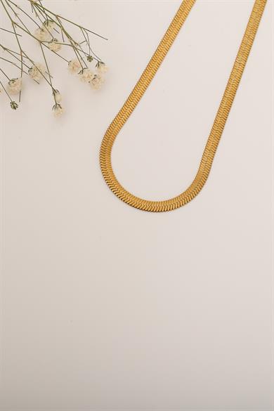 İtalyan Ezme Zincir Gold 45cm Kolye