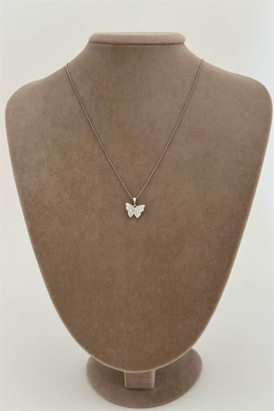 Kelebek Motifli Silver Vip Seri Kolye 