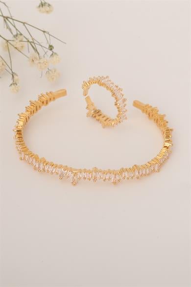 Kelepçe-Yüzük Set Slim Gold