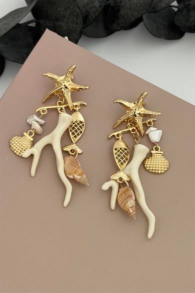 Ocean Charms Beyaz Küpe