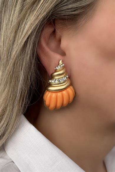 Orange Oyster Küpe