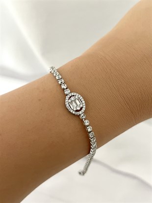 Oval Baget Silver Su Yolu Bileklik