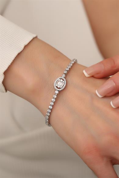 Oval Baget Silver Su Yolu Bileklik