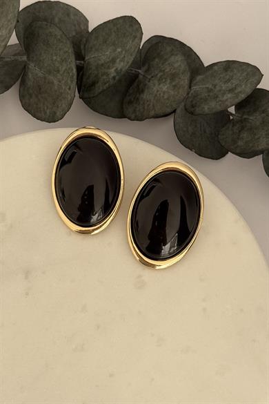 Oval Siyah Küpe