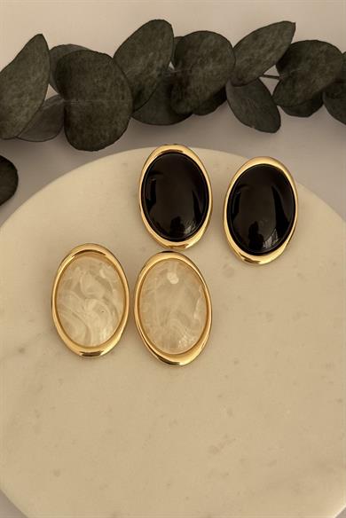 Oval Siyah Küpe