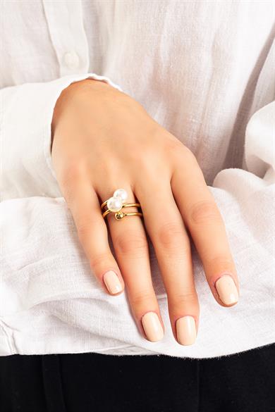 Pearl Gold Çelik Yüzük