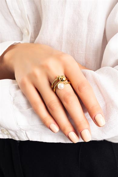 Pearl Gold Çelik Yüzük