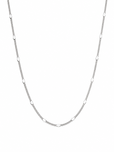 Pul Motifli Silver İnce Zincir Vip Seri Kolye 