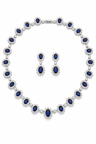 Royal Sapphire Kolye-Küpe Set