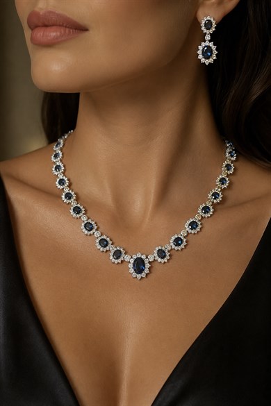 Royal Sapphire Kolye-Küpe Set