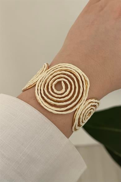 Spirava Hasır Detaylı Beyaz Bileklik