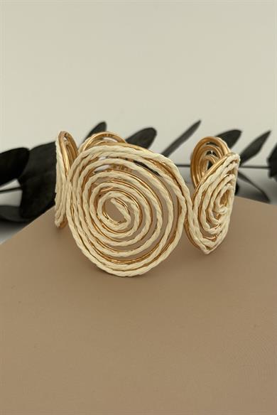 Spirava Hasır Detaylı Beyaz Bileklik