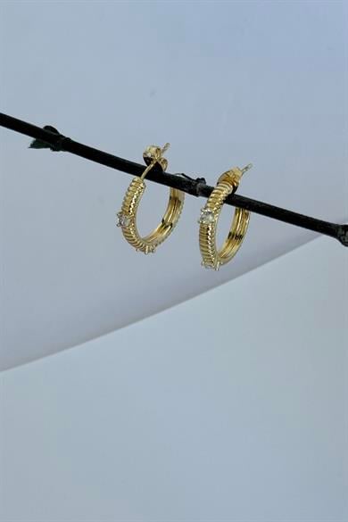 Taş Detaylı Halka Küpe