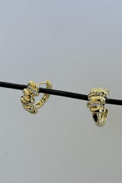 Taş Detaylı Halka Küpe