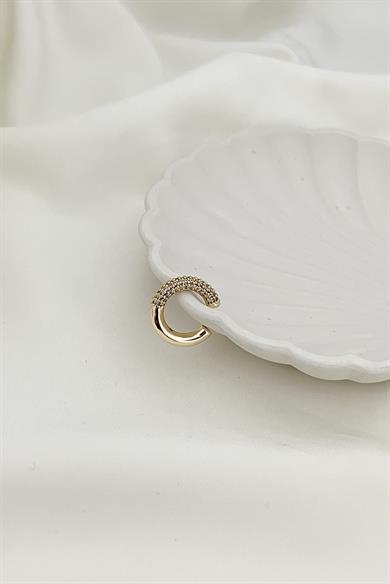 Taşlı Gold Kıkırdak Küpe