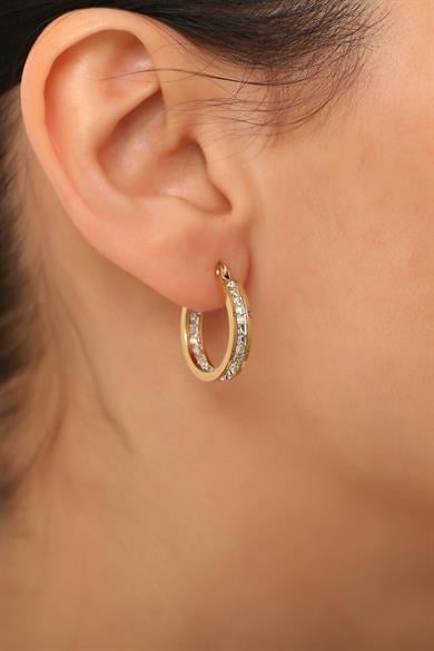 Taşlı Halka Çelik Küpe