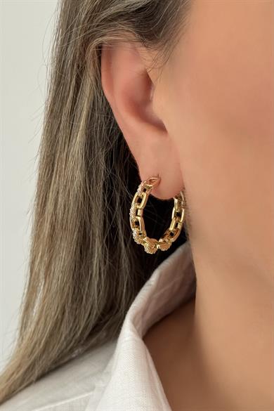 Taşlı Halka Vip Seri Küpe