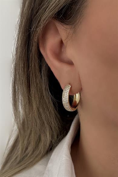 Taşlı Halka Vip Seri Küpe