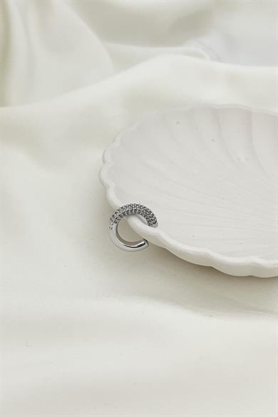 Taşlı Silver Kıkırdak Küpe