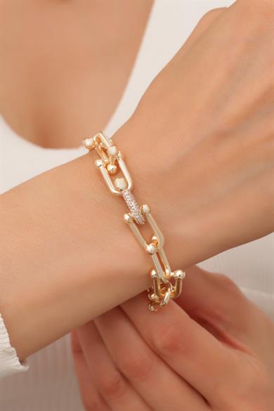 TF Taşlı Gold Bileklik