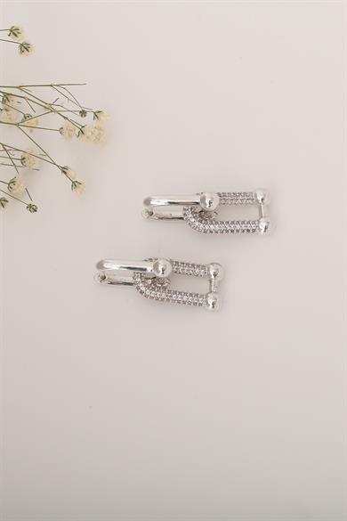 TF Taşlı Silver Küpe