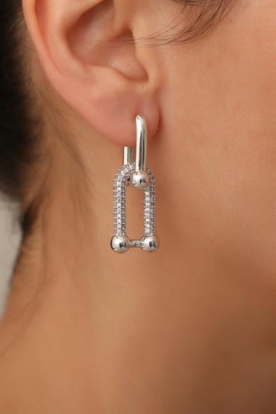 TF Taşlı Silver Küpe