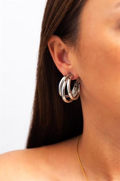 Three Hoop Silver Küpe