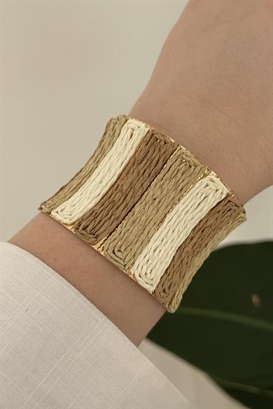 Torvella Krem-Bej-Kahverengi Hasır Bileklik