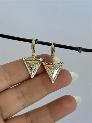 Üçgen Taşlı Küpe