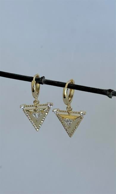 Üçgen Taşlı Küpe