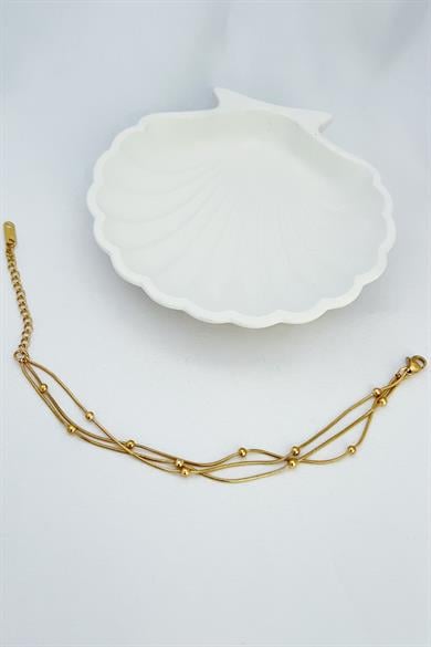 Üçlü Dorika Gold Çelik Bileklik