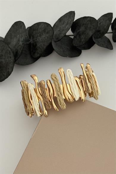 Varinel Bej-Krem-Gold Hasır Bileklik