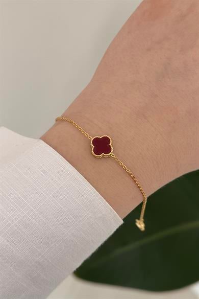 VC Bordo Taşlı Bileklik