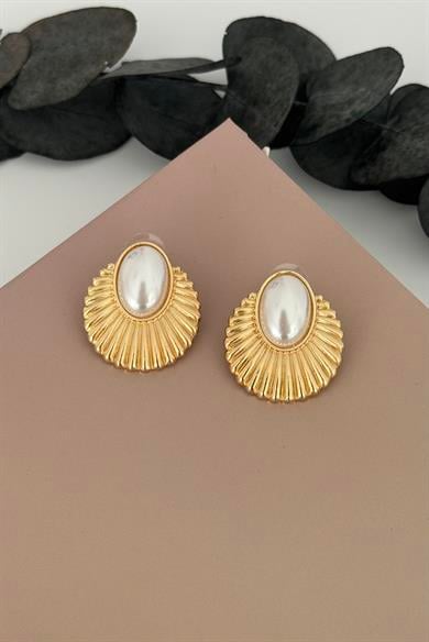 Veyra Pearl Gold Küpe