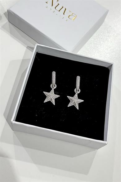 Yıldız Taşlı Silver Küpe