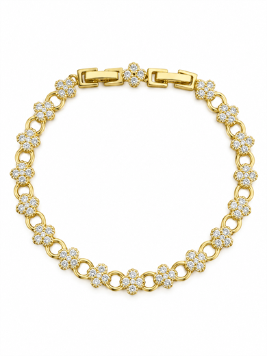 Yonca Taşlı Gold Bileklik
