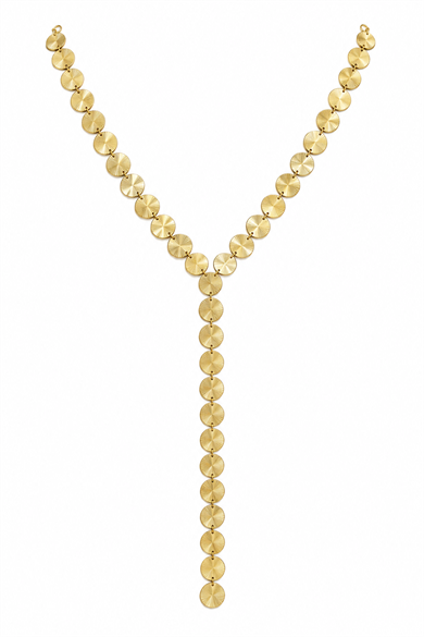 Yuvarlak Plaka Gold Y Kolye
