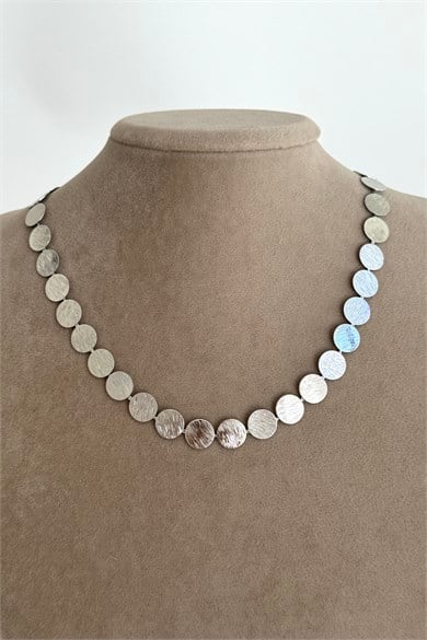 Yuvarlak Plaka Silver Kolye