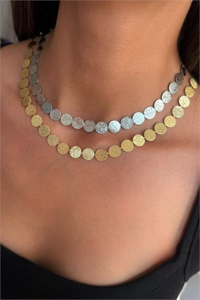 Yuvarlak Plaka Silver Kolye