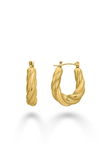 Zincir Burgu Gold Çelik Küpe