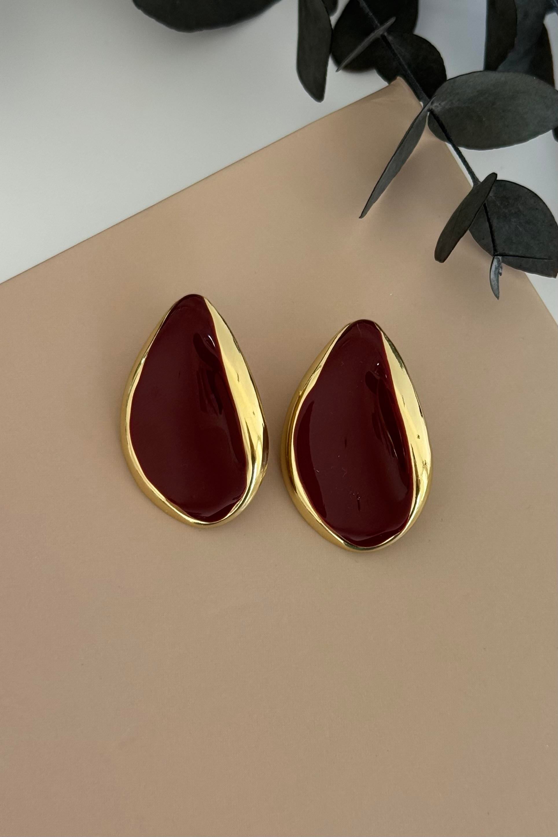Asimetrik Damla Model Bordo Küpe