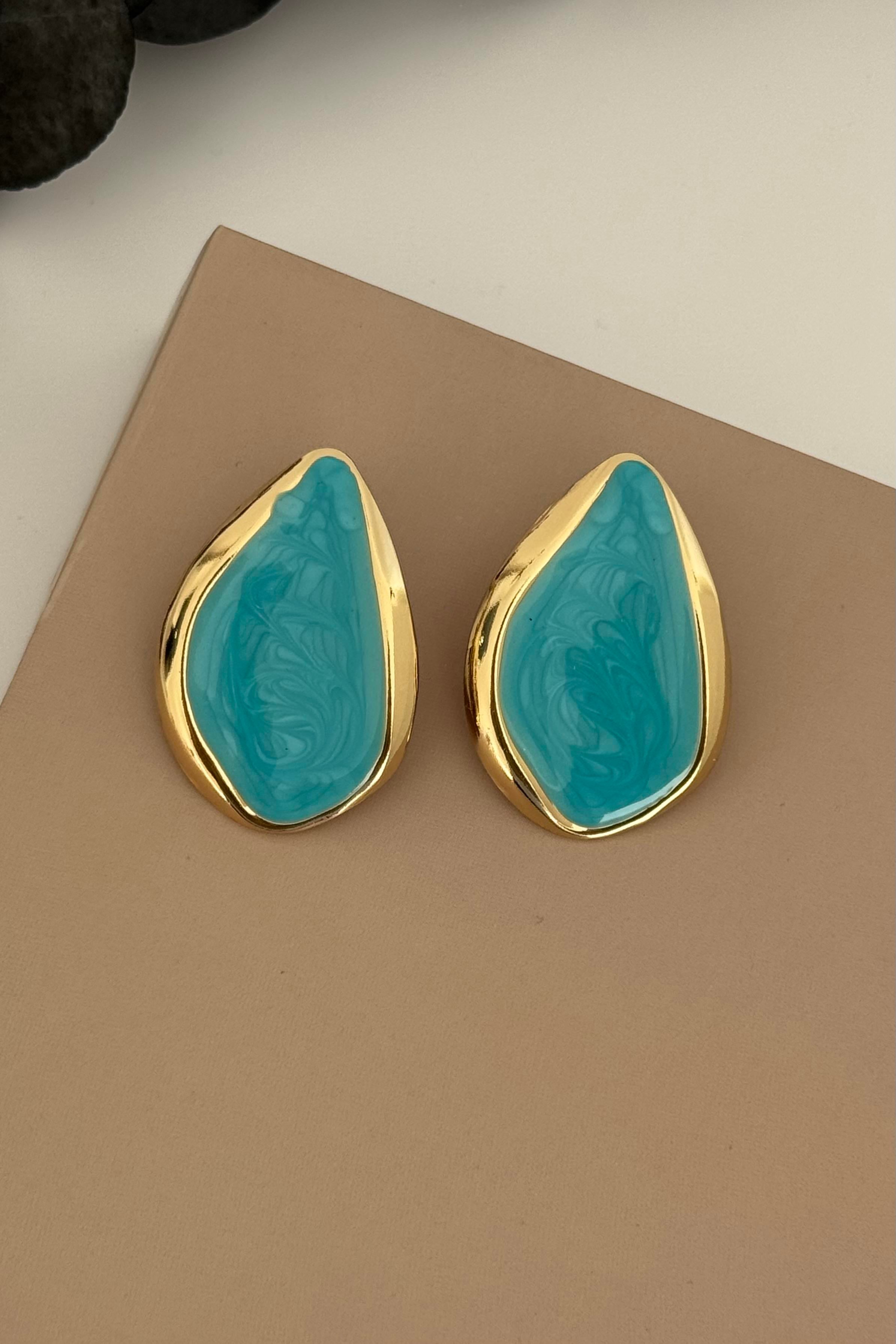 Asimetrik Damla Model Mavi Küpe