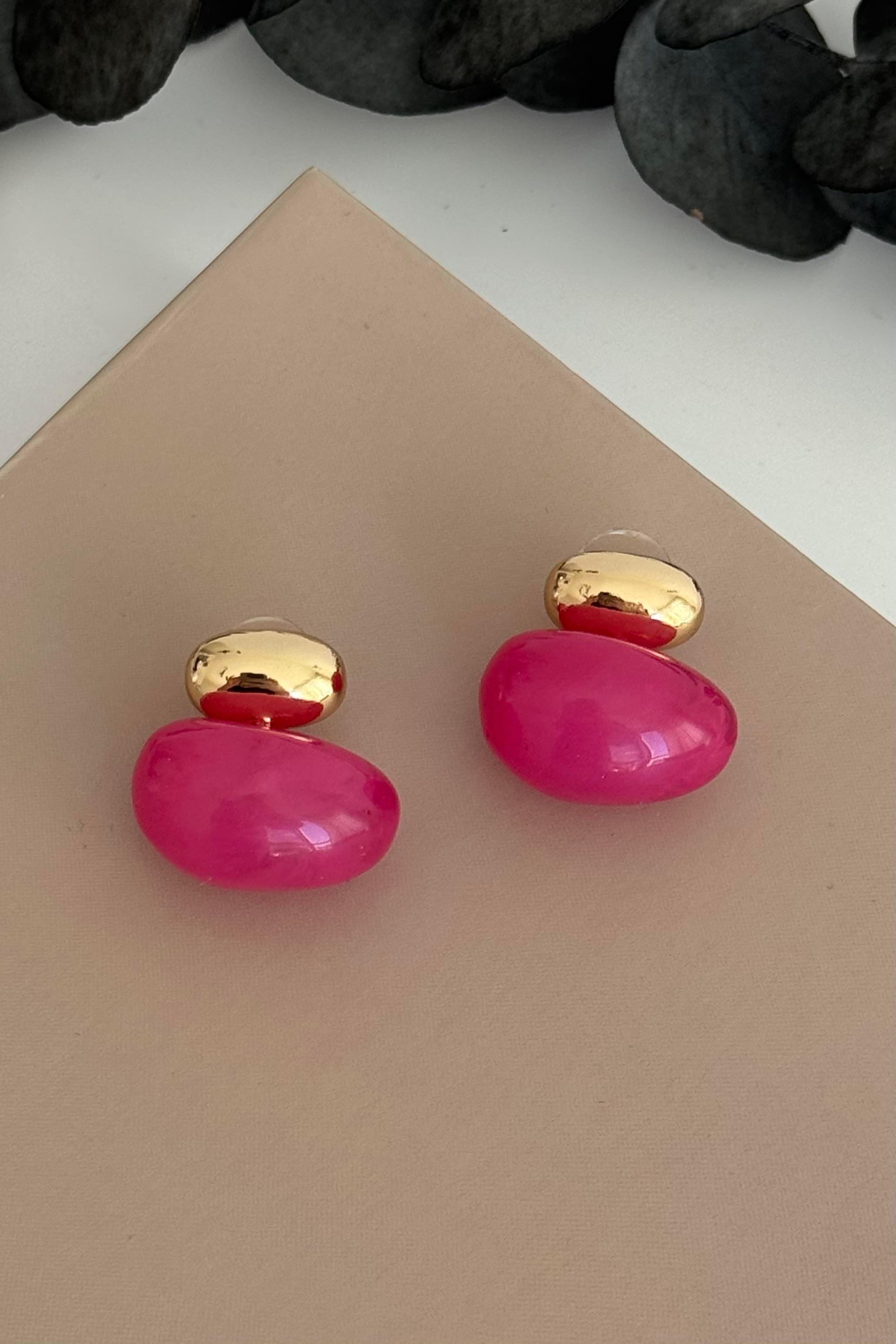 Aura Pebble Fuşya Küpe