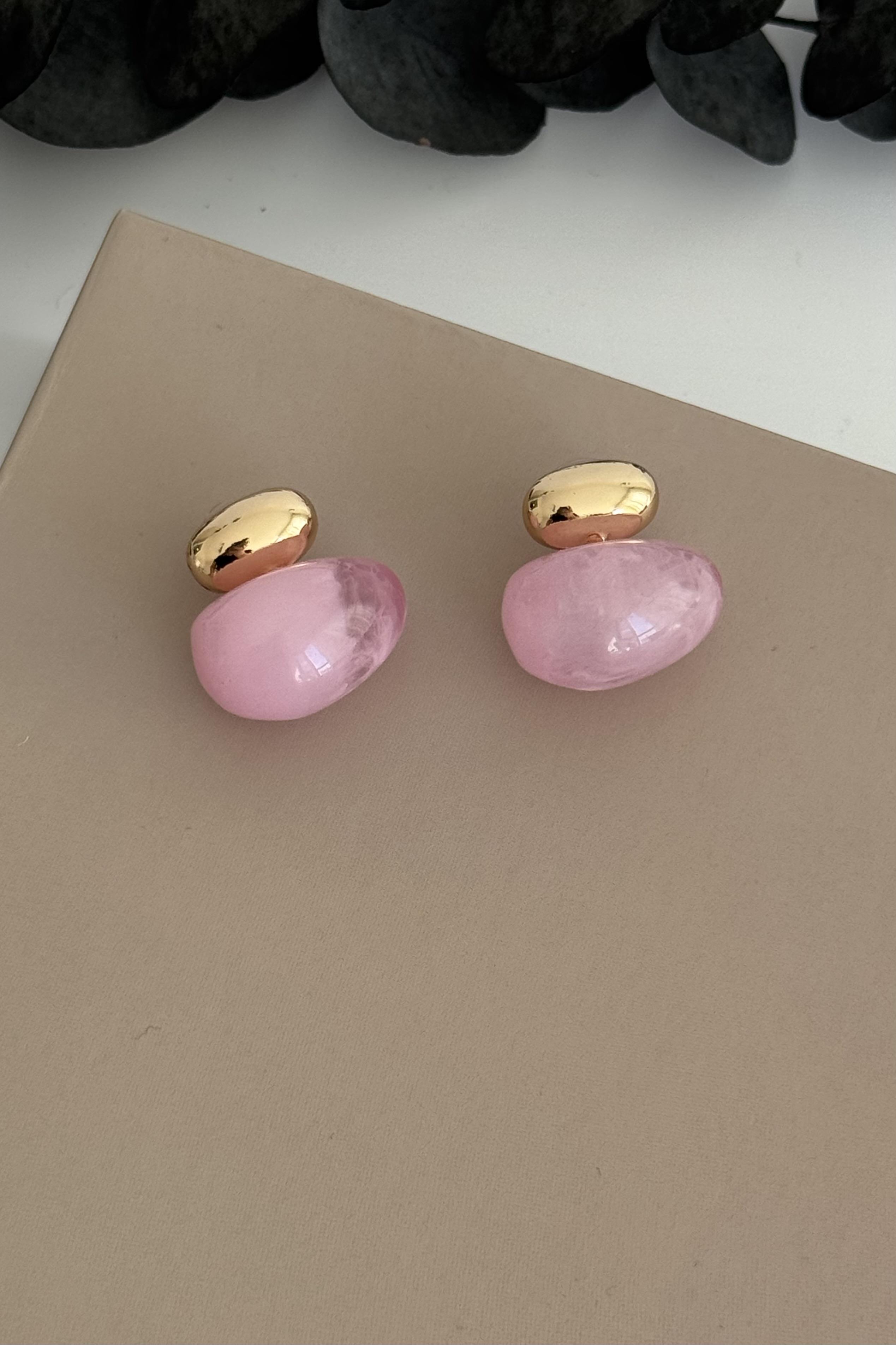 Aura Pebble Pembe Küpe