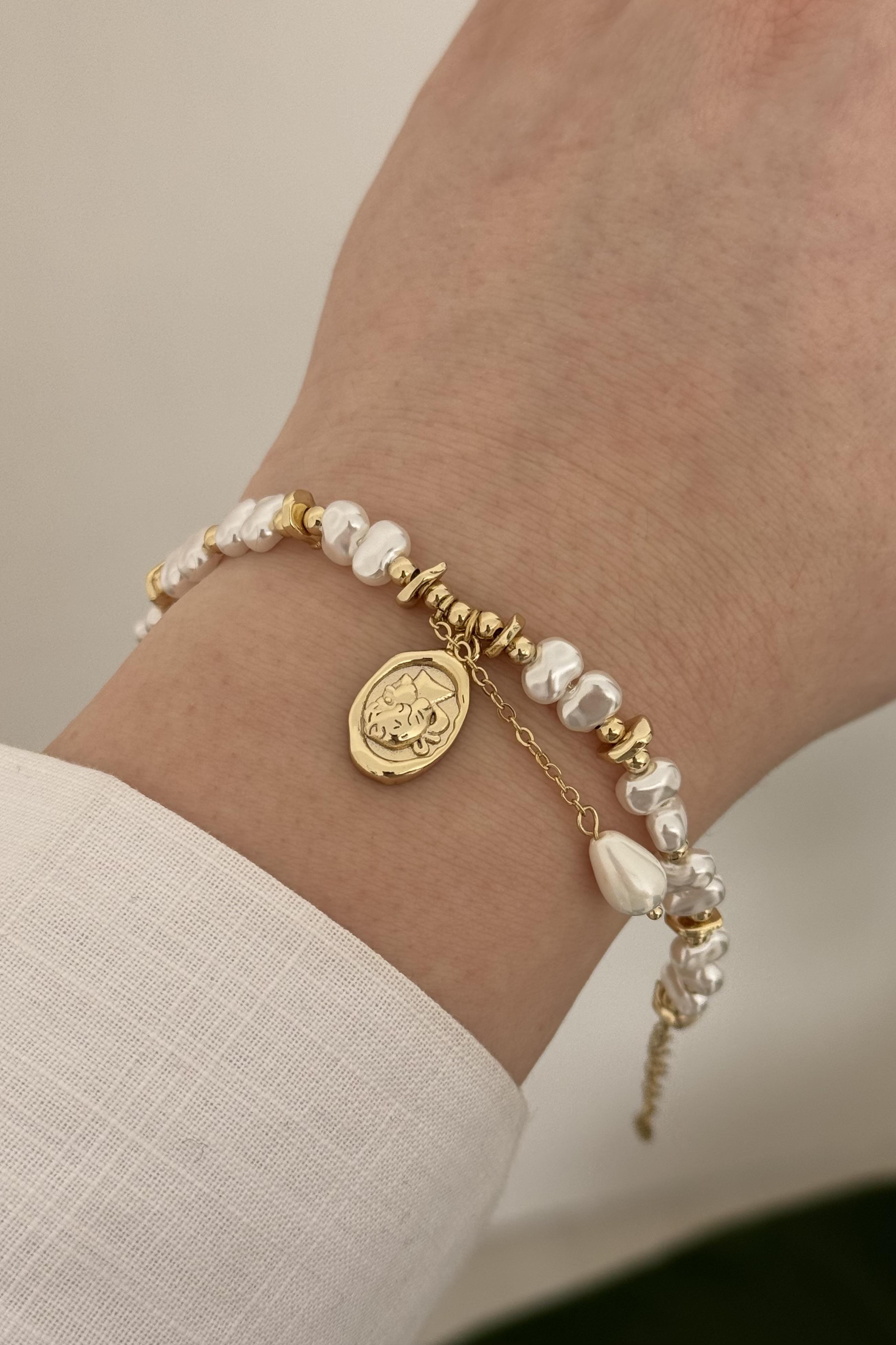 Aurelia Pearl Vip Seri Gold Bileklik