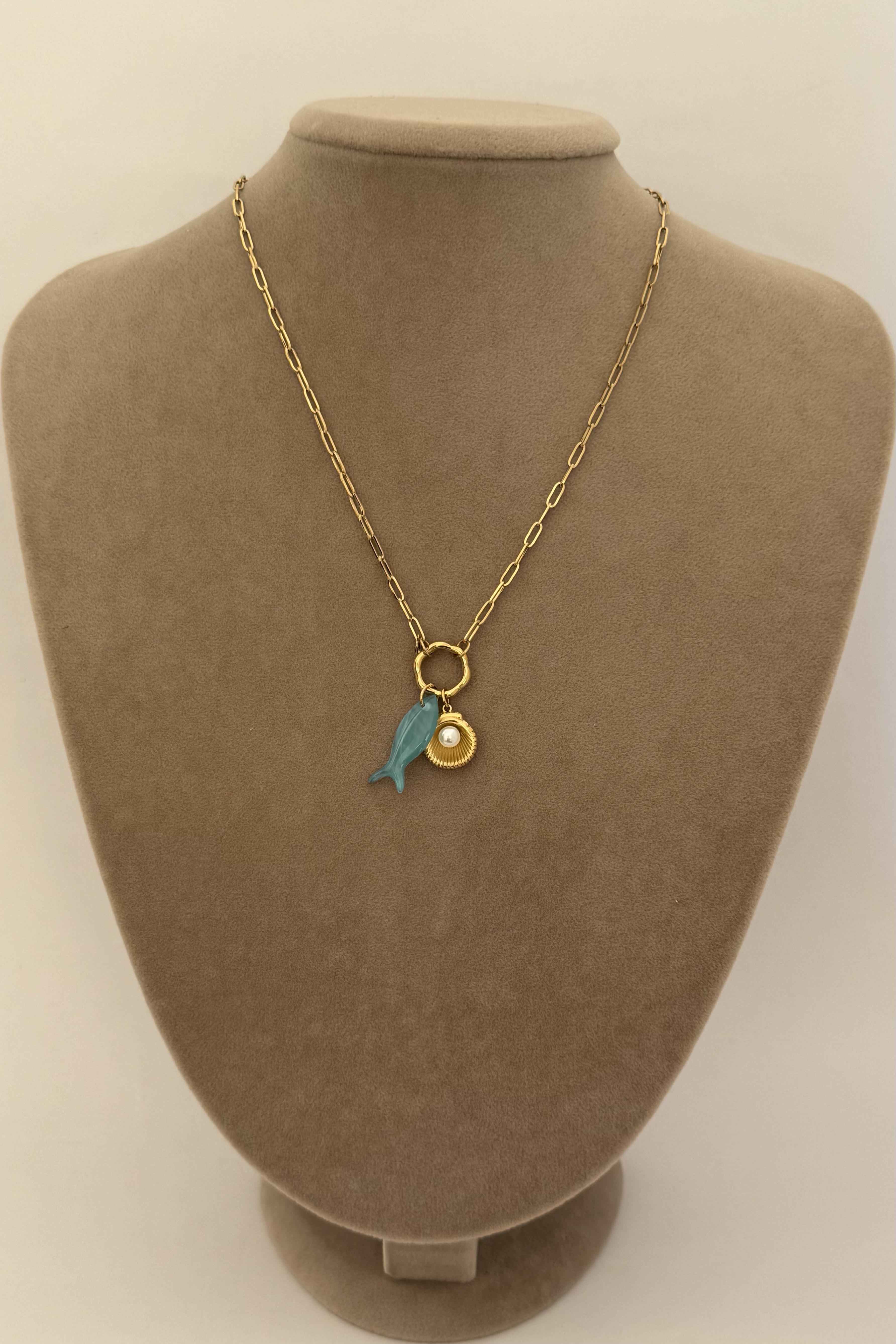 Balık Motifli Çelik Kolye