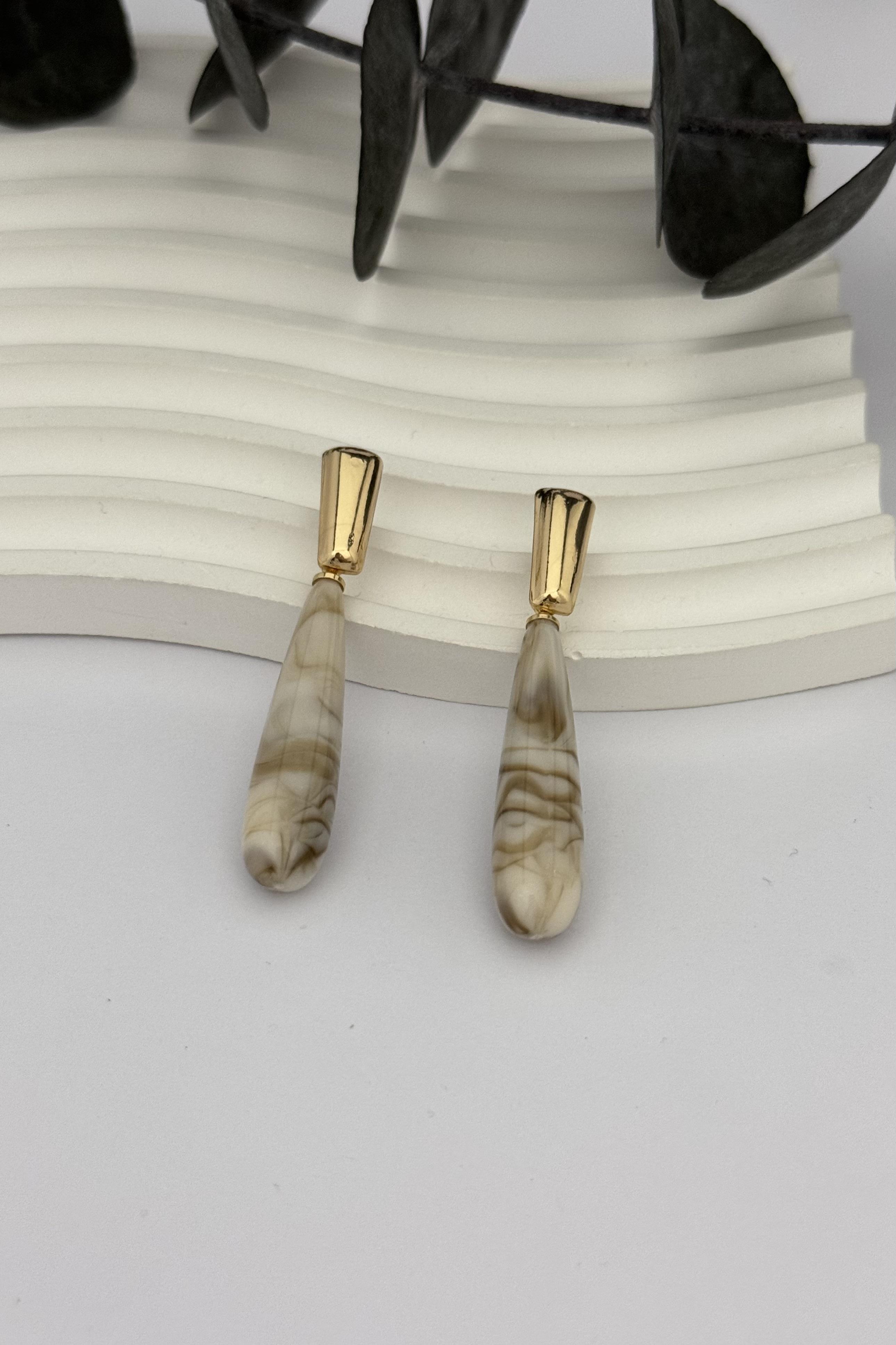 Beige Gold Küpe
