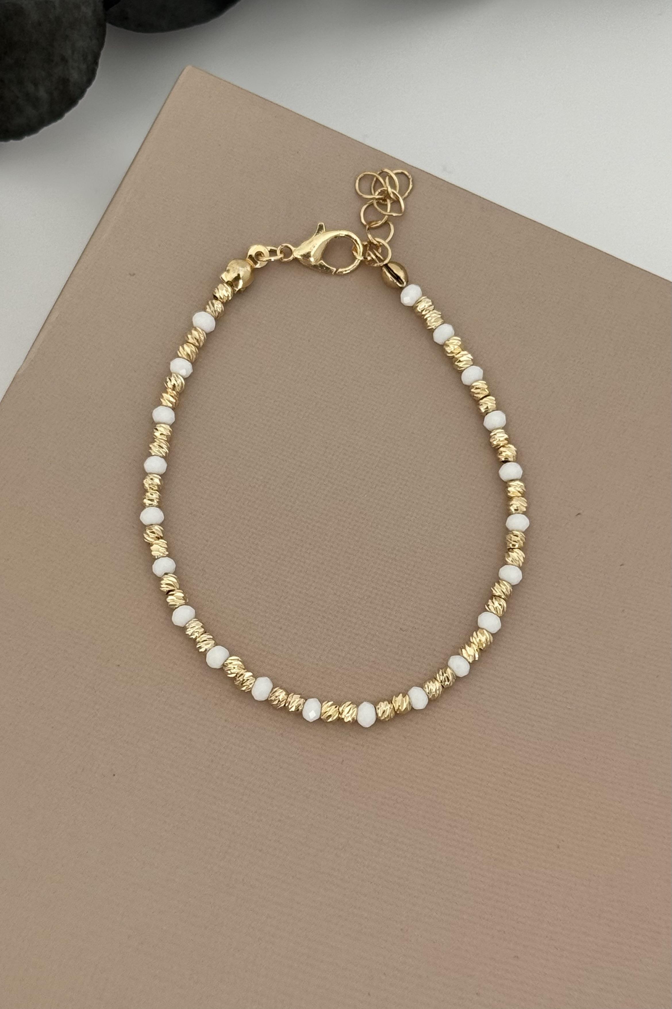 Beyaz Ve Gold Dorika Bileklik